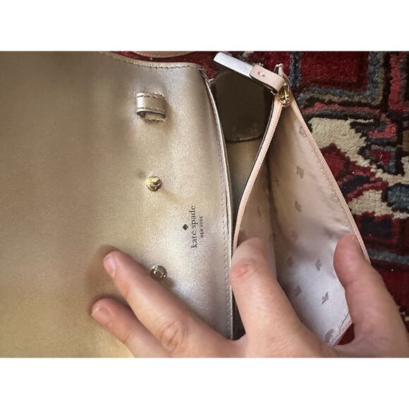 Kate Spade Gemma Crossbody Small Bag with Matching Wallet Pale Pink w/ Eyelets - Picture 7 of 13